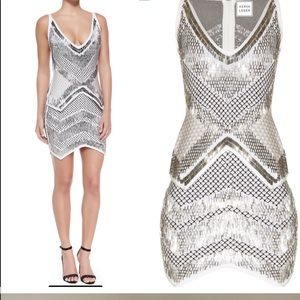 Herve Leger Juliet Geometric Beaded Bandage Dress